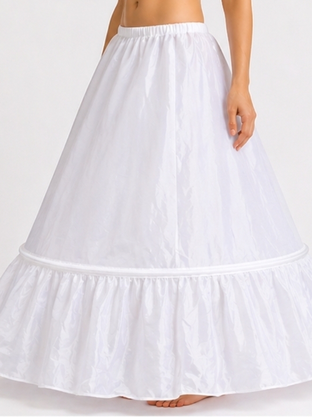 White A-Line Petticoat Skirt with Ruffled Hem